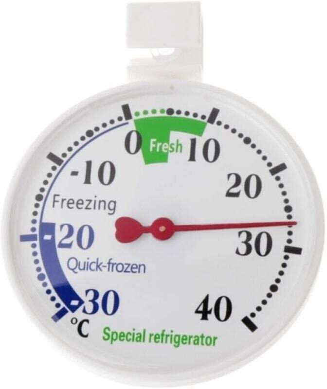 Kühlschrankthermometer mit großem Zifferblatt, Temperaturmessgerät mit Saugnapf, 2 Stück