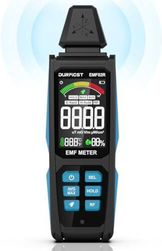 EMF-Zähler, 5-in-1, wiederaufladbarer digitaler elektromagnetischer Felddetektor für EF-, RF-, MF- und WLAN-Signale