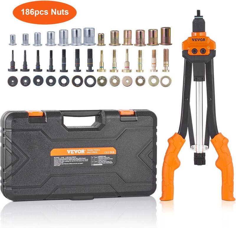 Vevor Nietmutternzange-Set Blindnietmutternzange 410 mm, Nietenzange 13 Sätze von Muttern & Dornen, Nietmutterwerkzeug M...