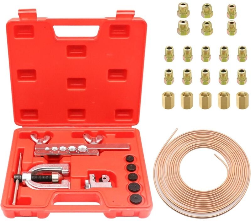 Bremsleitungsverlängerungsset, 7,6 m Stahlbremsleitung, 4,75 mm Durchmesser, mit 16 Anschlüssen + 5 Verbindungsstücken, ...