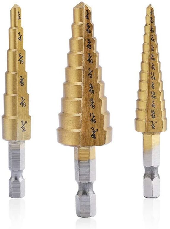 Tigrezy - Bohrer-Set – Titanbeschichtet, Kegelbohrer aus Schnellarbeitsstahl zum Bohren von Blechlöchern, Unibit mit ver...