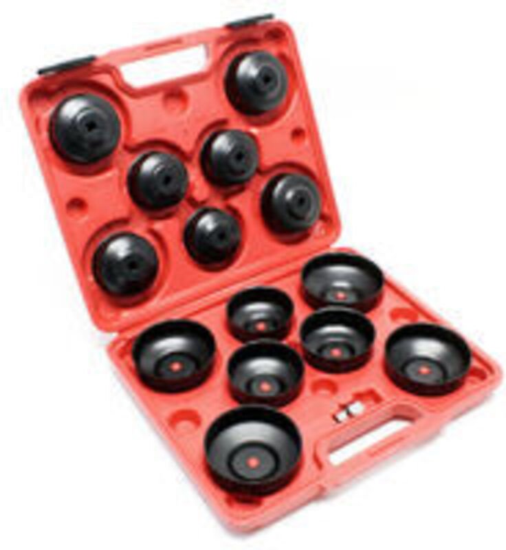 Ölfilterdeckelsatz 14-tlg. Ölfilterschlüssel-Adapter im Werkzeugkasten enthalten