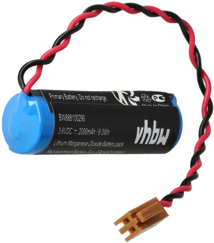 Vhbw - Batterie Ersatz für Toshiba ER6V, JAE2P für plc Programmable Logic Controller (2000 mAh, 3,6 v, Li-MnO2)