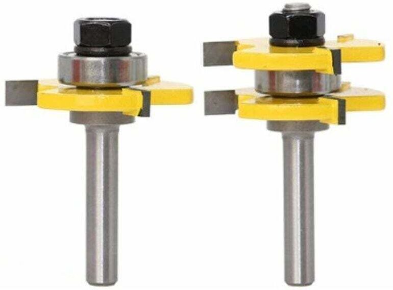 YMYNY 8-mm-Schaft, 3 Zähne, T-förmiger Gewindebohrer und Nutfräser-Bit-Set, Holzschneiden, Holzbearbeitungswerkzeug (8 m...