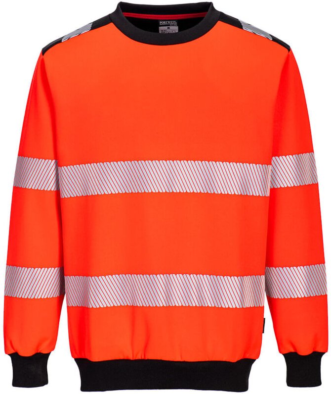 Sweatshirt mit Rundhalsausschnitt Pw3 Hochsichtbarkeit - L - Rot/schwarz - Portwest