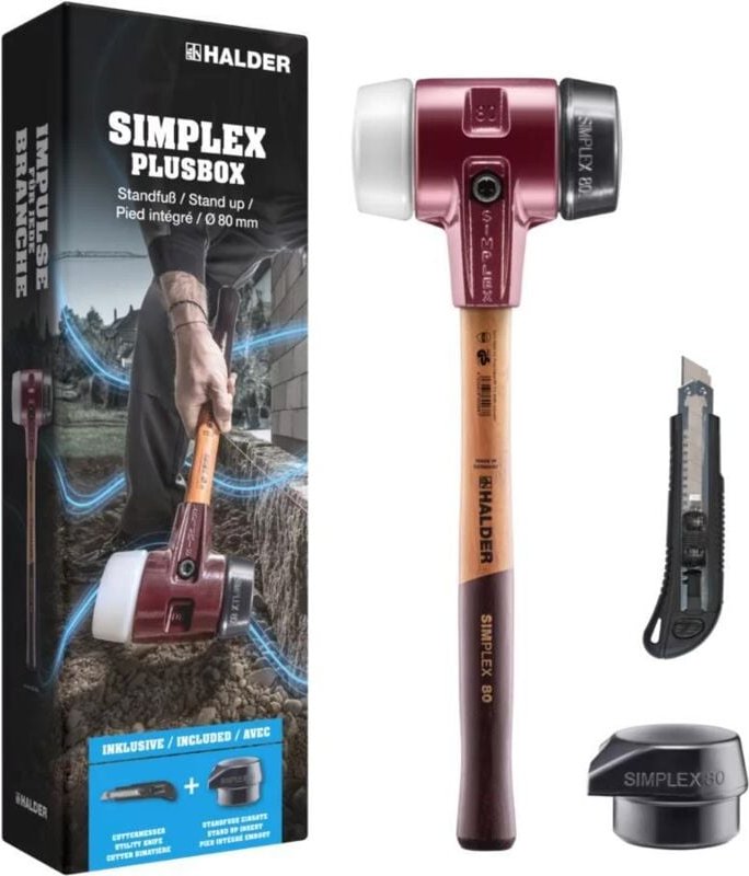 Schonhammer SIMPLEX-Plusbox Starterkit Länge 175 mm Kopf-Ø 80 mm mittelhart lackiertes Holz Gummi/Superplastik