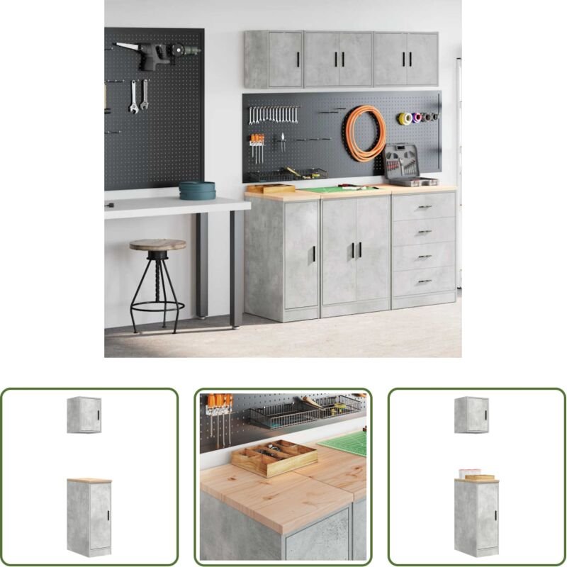 vidaXL Garagenschränke 2 Stk. Betongrau Holzwerkstoff