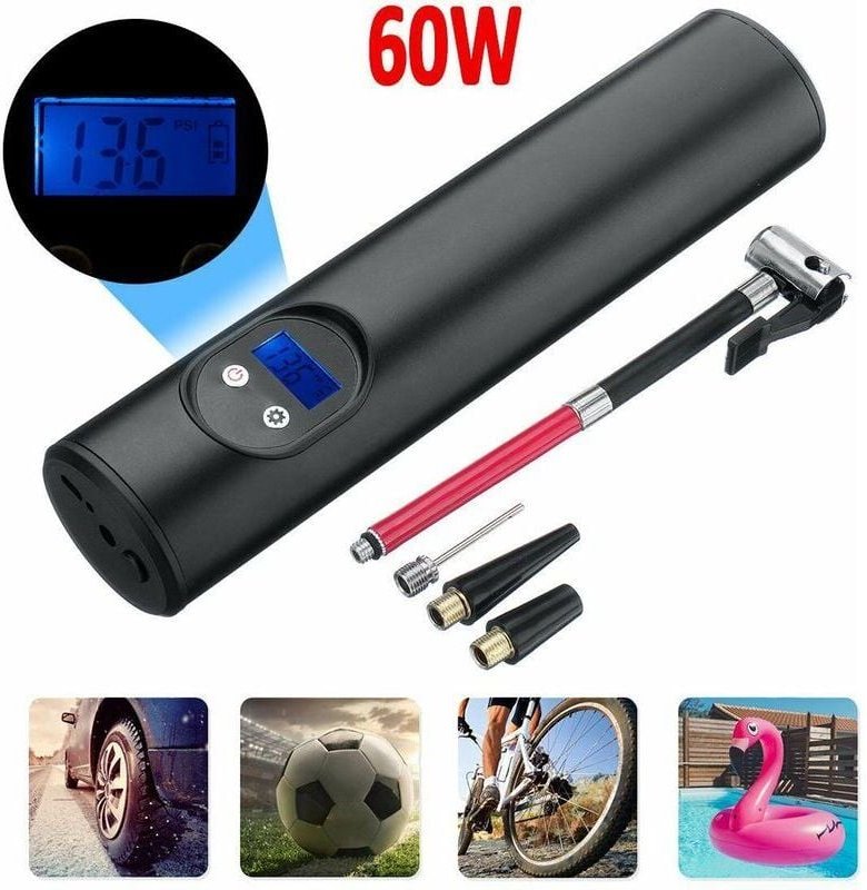 Digitaler Reifenfüller, automatische Luftkompressorpumpe, tragbar, kabellos, LCD-Display (Grau, Schwarz, kabellos)