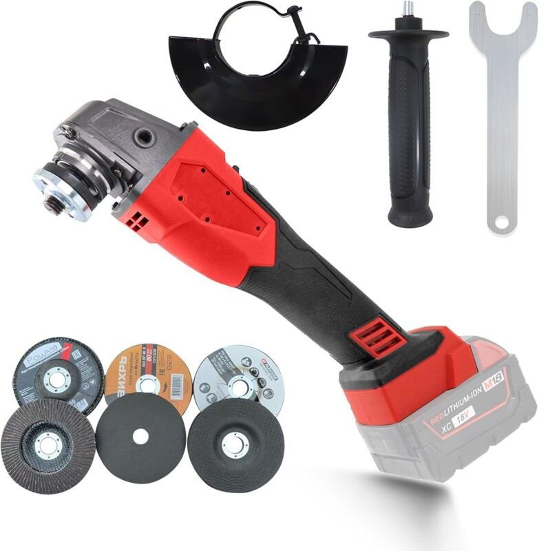 Milwaukee 18V Akku-Winkelschleifer, 12000 U/min, bürstenloser Motor, mit 6 x 125 mm Schleifscheiben zum Trennen, Schleif...