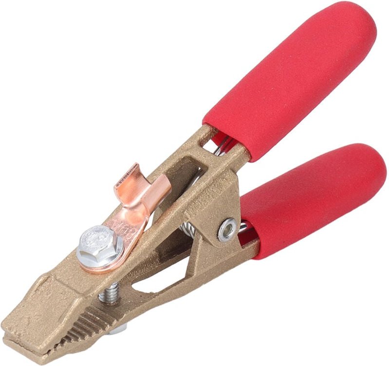 Schweißerdungsklemme, Messing-Erdungsklemme, 260 A, Oxidationsschutz für Hochstromschweißen (rote Abdeckung)