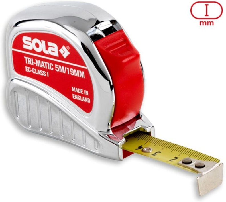 Trimatic Rollbandmaß mit EG-Prüfzeichen (Genauigkeit 1) Rollmeter 5m - Sola