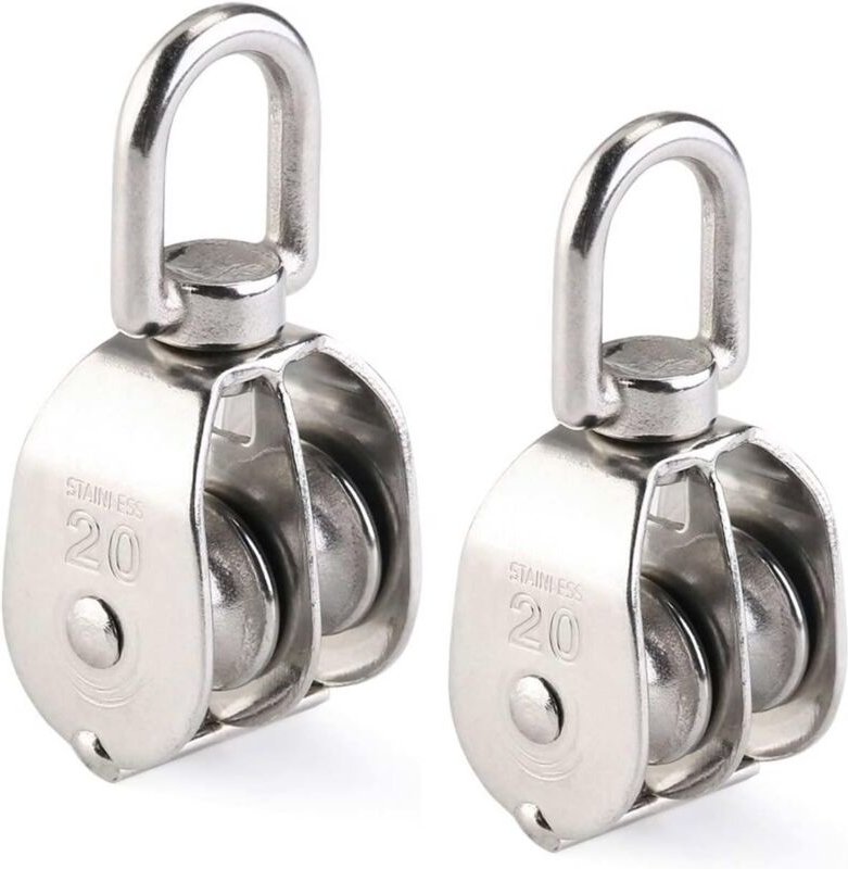 Doppelrolle 304 Edelstahl Schwenkbare Doppelrolle Drahtseil Einzel- und Doppelrollen Bootshebenetz Traktionsrolle, M20