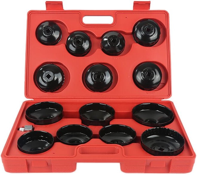 Haloyo - 15tlg Ölfilterkappen Ölfilterschlüssel Ölfilter kfz Werkzeug Set Kappe Adapter a