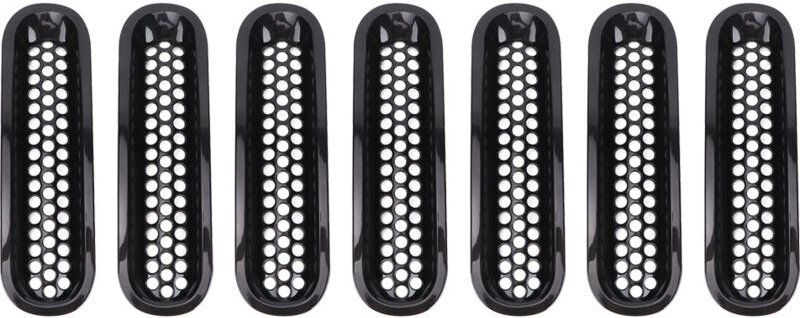7-teiliges schwarzes Auto-Frontstoßstangengitter, passend für Jeep Wrangler JK 2007–2017