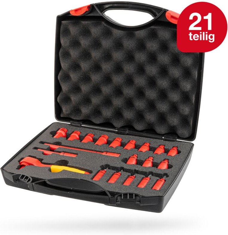 Ratschenschlüssel Set isoliert (43025) 21-tlg. i Außensechskant 10mm - 31mm i Innensechskant 4mm - 10mm i 1/4 Zoll i ink...