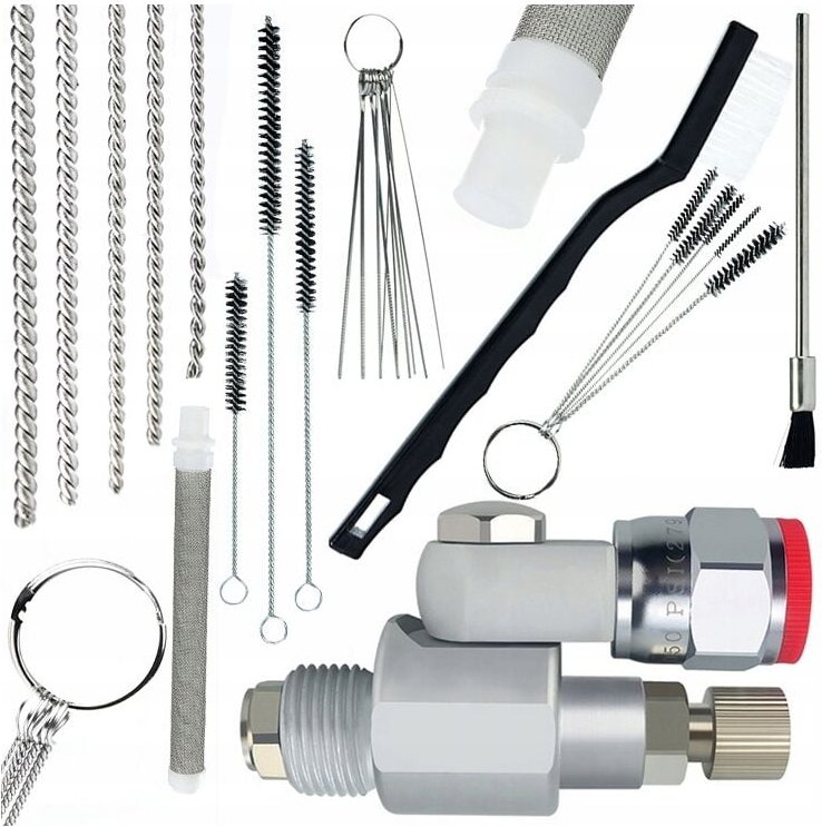 Thumbnail - Rosfix CleanShot-Ventil für eine Lackiereinheit + Wischer 5 Stk. + Reinigungsset für eine Lackiereinheit 17 in 1 + Weiße...