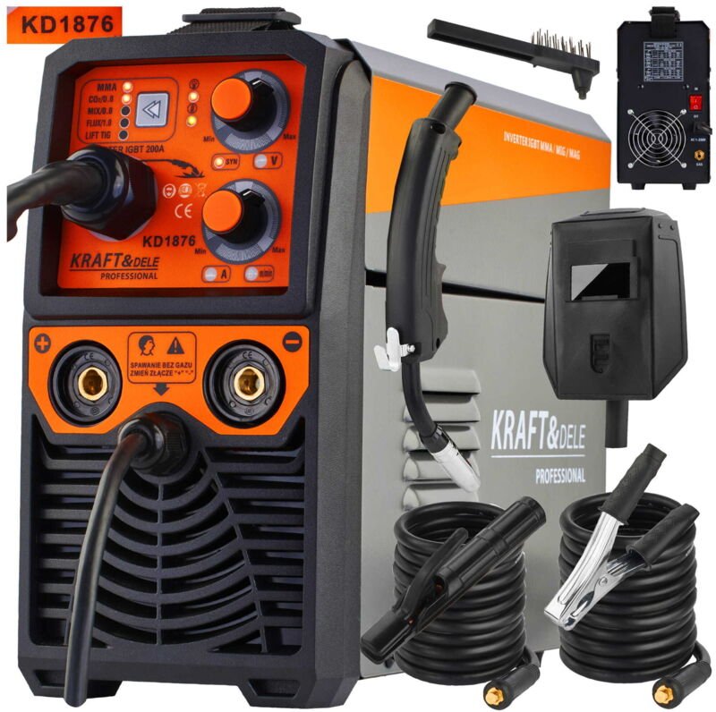 KRAFT&DELE Schweißgerät Inverter MIG MAG MMA WIG 200A 230V FLUX 4in1 IGBT Schweißen Maschine