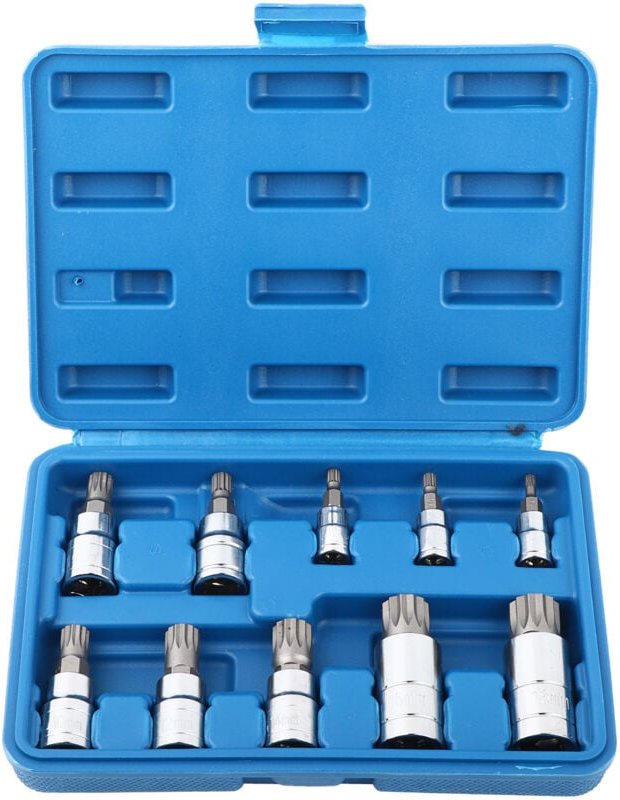 Ej.Life Bit-Steckschlüsselsatz, 10-teilig, Dreifach-Vierkant-Bit-Steckschlüsselsatz, 12-kant, M4-M18, 1/4", 3/8", 1/2"-A...