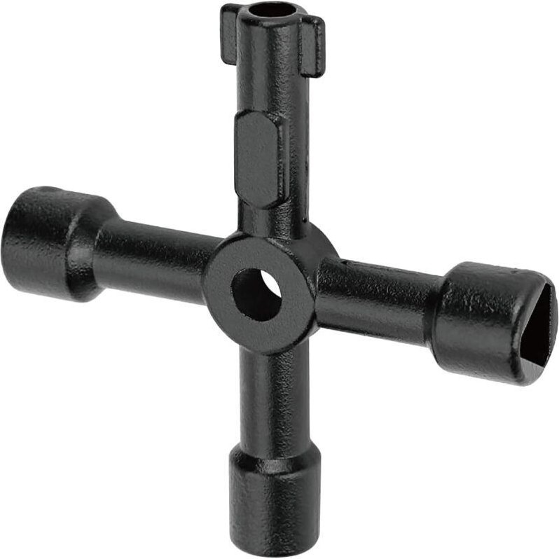 Universalschlüssel für Elektroschränke, Multifunktions-Kreuzschlüssel für Installateure und Elektriker (schwarz)