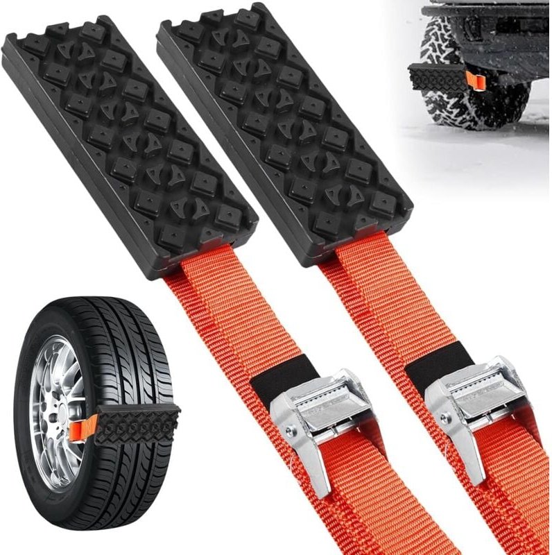 2 Gummischneeketten, Reifentraktionsplatten, Antirutschstreifen für Autoreifen, für alle Reifentypen