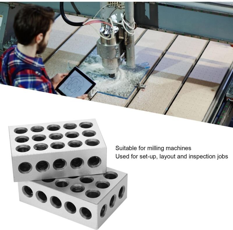 1 Paar ultrapräzise 1-2-3-Blöcke, 23 verschiedene Löcher, mit Schraubenschlüsselbox, professionelles Zubehör.