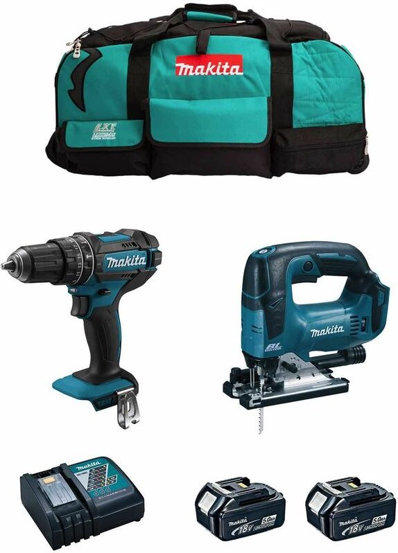 Makita - Kit MK202 (DHP482 + DJV182 + 2 x 5,0 Ah + DC18RC + LXT600)
