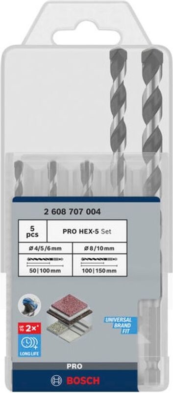 Bosch PRO Bohrer HEX-5-Set, 4x100, 5x100, 6x100, 8x150, 10x150 mm, 5-tlg.