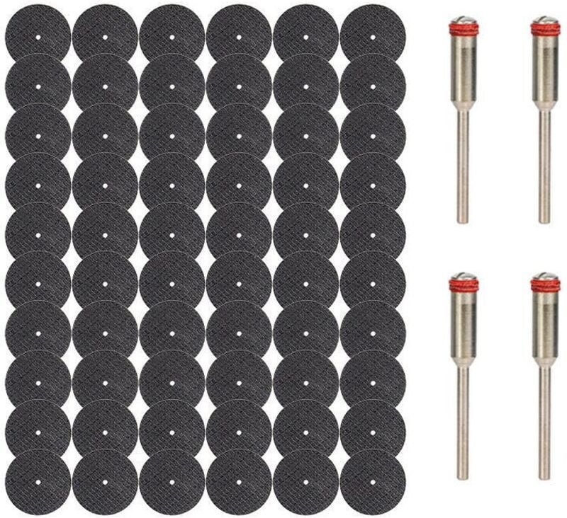 60 Trennscheiben für Dremel, Mini-Metalltrennscheiben, Trennklingen für Rotationswerkzeuge mit 4 Stück 3-mm-Dornen