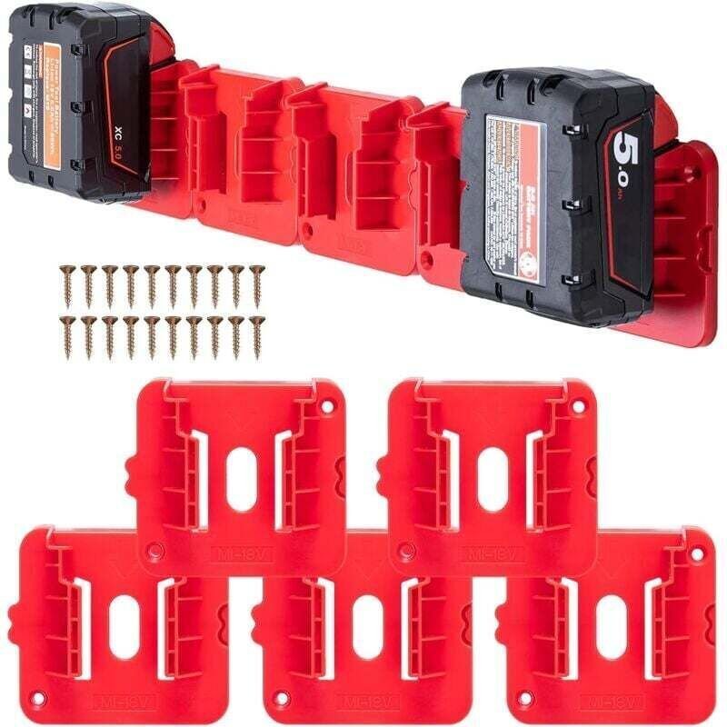 Batteriehalter für Milwaukee M18 18V-Akkus, Wandhalterung für Werkstattwagenregal, Werkzeugkasten, 10er-Pack