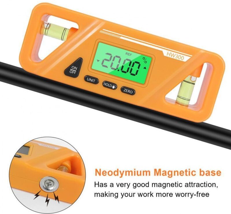 Hochpräzise digitale elektronische Wasserwaage (Schutzart IP54), Neigungsmesser, 4×90° magnetischer Neigungsmesser, hint...