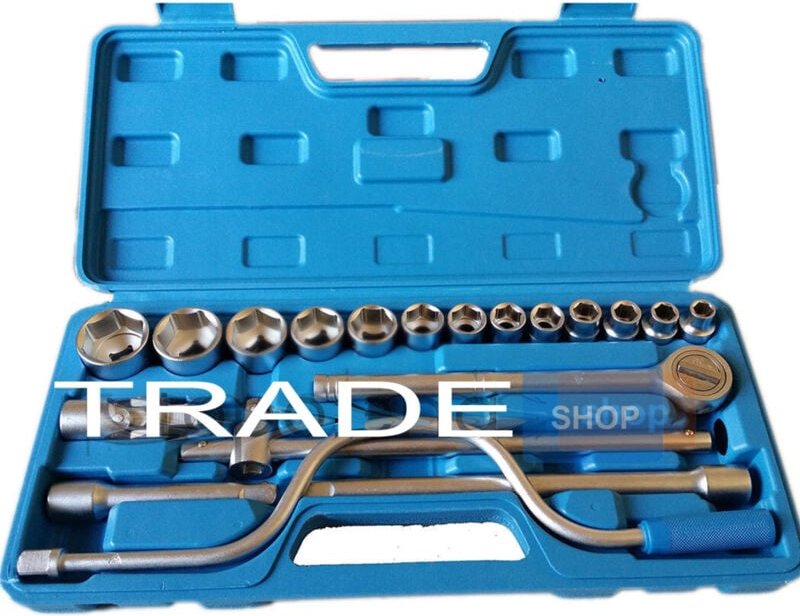 Thumbnail - Trade Shop Traesio - Trade Shop - 19-teiliger Vanadium-Steckschlüsselsatz mit Ratschenverlängerungen 125 250 -