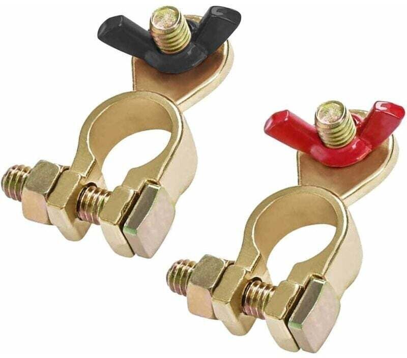 12V/24V Batterieklemmen, Batterieklemmen, Auto-/Bootsbatterieanschlüsse mit Flügelmuttern, rot und schwarz, 2 Stück