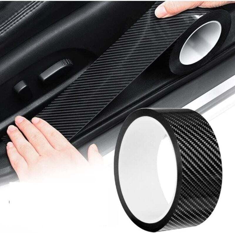 Universal-Schutzfolie für Autotürschwellen, 5 m x 5 cm, Kohlefaser-Aufkleber, schwarzer Schutz für Türschweller, Seitent...