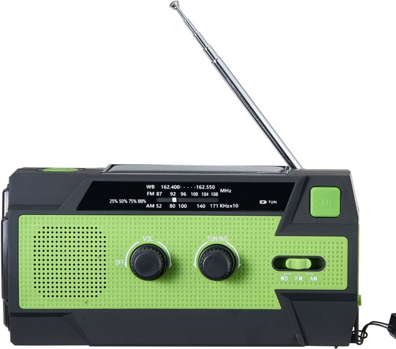 Mophorn Notfall-Wetterradio mit Kurbel und 4000 mAh Akku, FM/AM/WB/NOAA-Alarm, Solar-Notfallradio mit USB-Ladekabel, SOS...