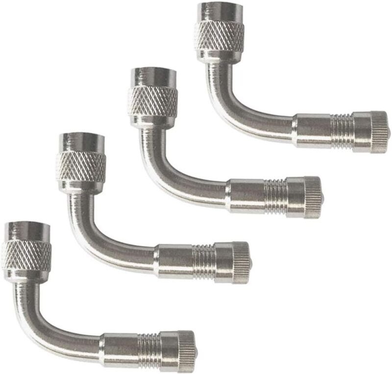 4-teiliger professioneller Reifenventilverlängerungsadapter, 90-Grad-Reifenventilschaftverlängerung, Ellbogen-Reifenvent...