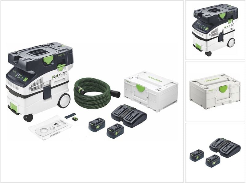 Festool CTMC MIDI I-Basic Akku Absaugmobil 36 V ( 2x 18 V ) Staubkl. M + 2x Akku 5,0 Ah + Doppelladegerät + Systainer