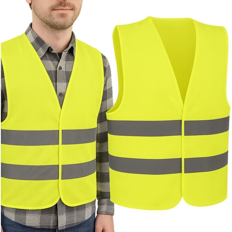 Reflektierende Warnweste für die Verkehrssicherheit von fahrenden Autos, gelb