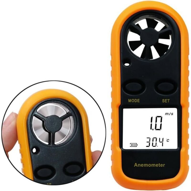 Digitales Anemometer, LCD-Handanemometer, Kabelloser tragbarer Luftmengenmesser, Geschwindigkeitsmessung, Testerthermome...