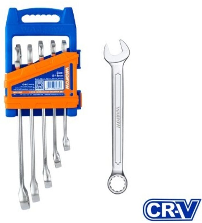 5-teiliger Ringmaulschlüsselsatz aus STAHL, Größen 8-14 mm, fein poliert und ergonomisch