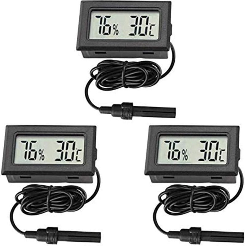 Mini-Digitalthermometer und Hygrometer-Sondenthermometer, Temperatur- und Feuchtigkeitsmessgerät für Reptilien, Inkubato...