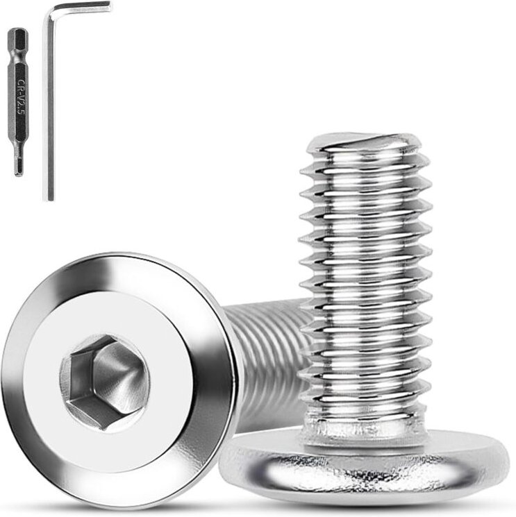 40 Stück M4 x 20 mm Flachkopfschrauben A2 V2A Edelstahl M4 Schrauben für Möbelbolzen Innensechskant mit Innensechskantsc...