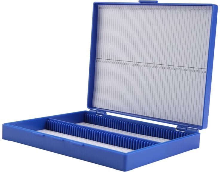 R) Plastik Rechteck Halten 100 Mikroobjekt Mikroskop Box - Koenigsblau