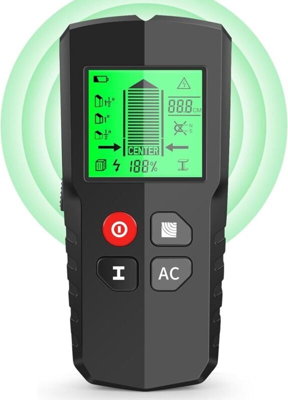 5-in-1-Wandscanner, elektronischer Bolzensucher, Kabeldetektor für Wände mit HD-LCD-Display, zum Aufspüren von Holz, Roh...
