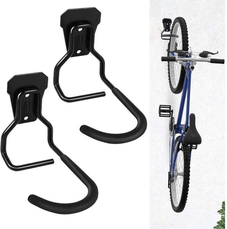 Set mit 2 vertikalen Fahrradhaken für Fahrradständer, robuste Aufbewahrungsregale für Zuhause, Wandkleiderständer, Wandf...