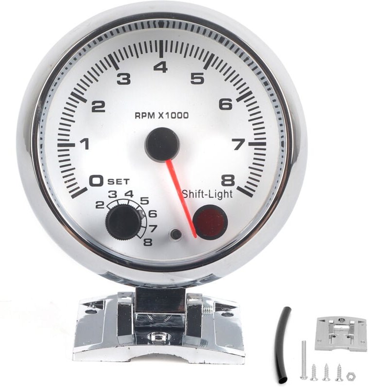 3,75-Zoll-Drehzahlmesser 0-8000 U/min mit 7 Hintergrundfarben für 4/6/8-Zylinder-12V-Benzinfahrzeuge.