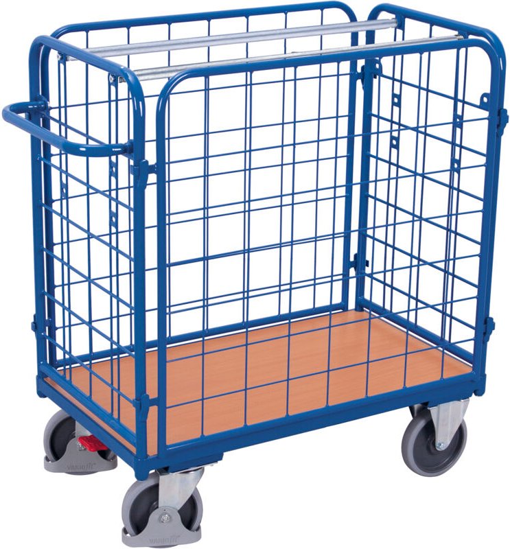 VARIOfit Paket-Vierwandwagen, niedrig, seitlich vergittert Ladefläche 1200x800mm Anthrazitgrau RAL 7016