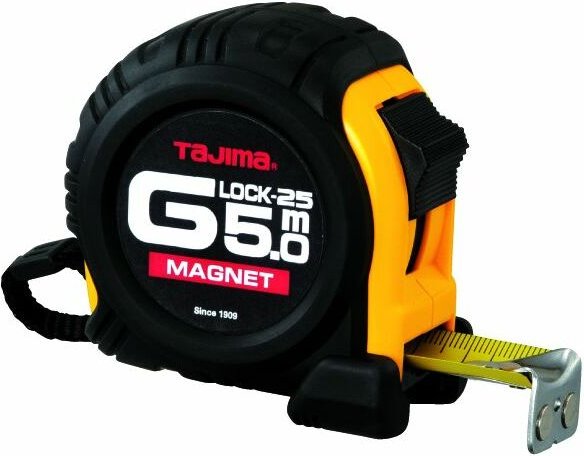 Tajima - Maßband 5 m, Breite 25 mm, Bandmaß mit Magnet, Rollmaßband, Gürtelclip