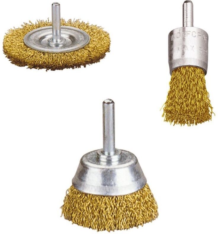 Wolfcraft Mini-Bürsten-Set 3-teilig Messing Ersatzakkus & Aufsätze