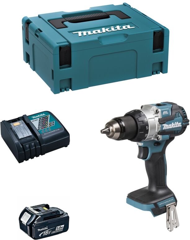 Schlagbohrschrauber MAKITA DHP489RTJ1 (1 x 5,0 Ah + DC18RC + MAKPAC 2)