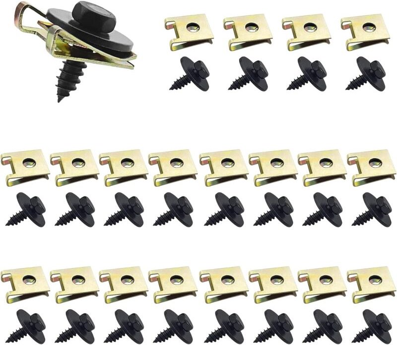 U-Clips und Schrauben-Set, universelles Metall, Set mit 40 Muttern und Schrauben für Auto-Auto-Befestigungsclips-Kit, Au...
